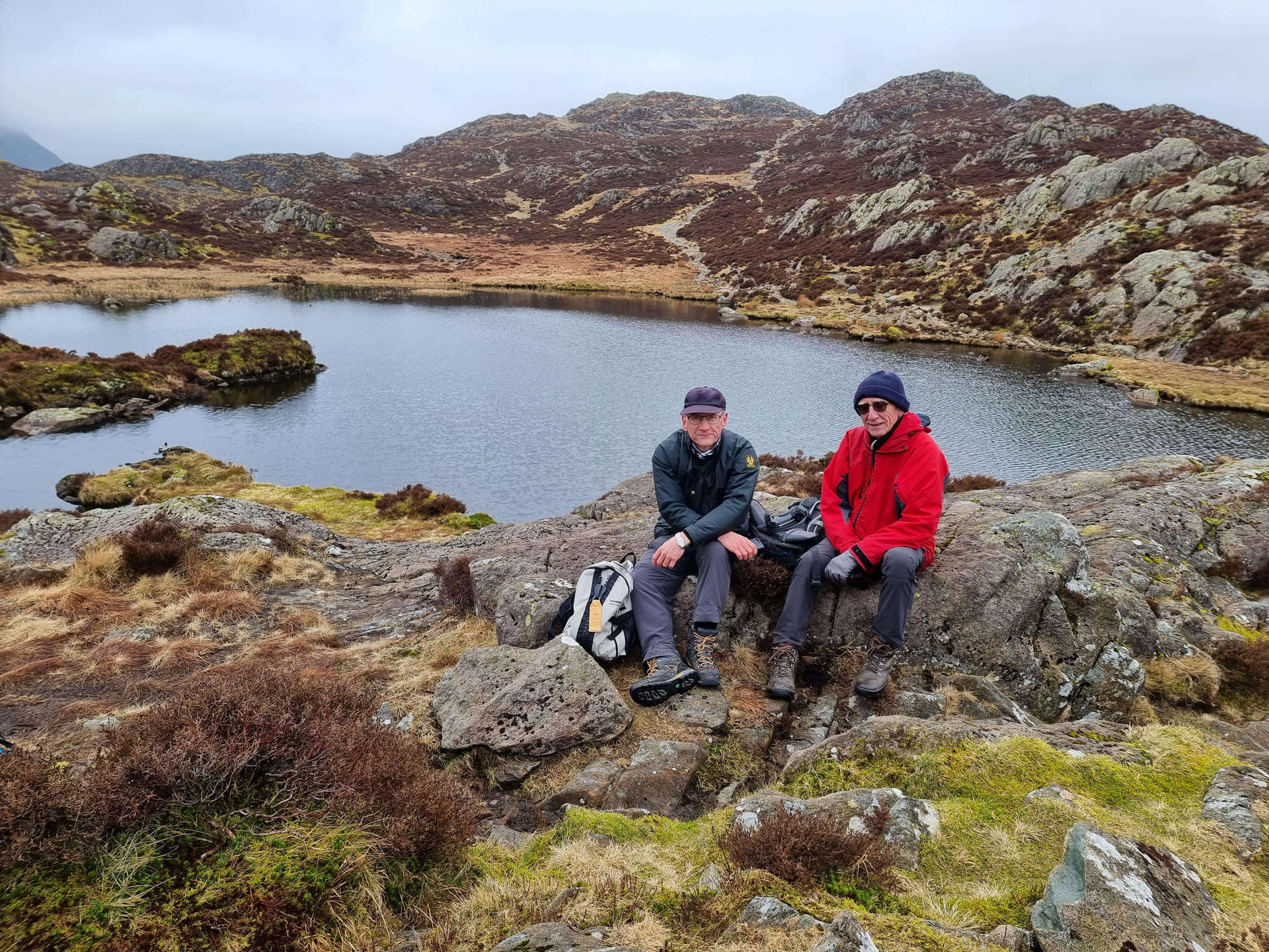 Mike and Paul relaxing by the Tarn